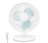 ADE Ventilateur silencieux avec batterie rechargeable | petit ventilateur de table USB | portable | avec 3 vitesses | fan avec angle d'inclinaison de 90° | léger et flexible | blanc