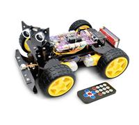 Adeept Kit de voiture intelligente 4WD (compatible avec Arduino IDE), suivi de ligne, traçage de lumière, évitement d'obstacles, servomoteur, écran OLED, buzzer, affichage matriciel LED