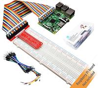 Adeept Raspberry Pi GPIO Breakout, carte d'extension GPIO de type T + 830 points sans soudure + 65 câbles de démarrage + câble ruban arc-en-ciel 40 broches, kit d'extension Raspberry Pi GPIO