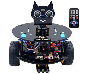 Adeept Smart Car Kit(Compatible with Arduino IDE), Line Tracking, Obstacle Avoidance, OLED Display, Ultrasonic Sensor, Wireless Remote Control, DIY STEM Educational Robot Car Kit (Black)