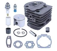 Adefol 46 mm Cylindre pour Husqvarna 55 51 Tronçonneuse Nikasil avec Piston à Aiguilles Kit Valve de décompression Joint Pièces de Rechange 503609172