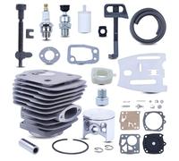 Adefol 54 mm Cylindre Piston Carb 30 pièces Kit pour Husqvarna 288XP 181 281 288 avec collecteur d'admission Valve de décompression Plaque de Barre Pièces de Rechange pour 503506301503 90 74-71