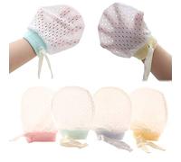 Adeimoo Lot de 8 moufles en coton de soie pour bébé garçon et fille avec cordon de serrage respirant pour nouveau-né et nourrisson (moufles à œillets), 8 paires de moufles à œillets, 8 Count (Pack of