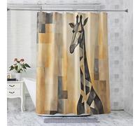 ADEIRO Rideau Douche Girafe, Rideaux de Douche Géométrique 200x200, Rideau de Douche Art Anti Moisissure Tissu Lavable Baignoire Salle de Bain avec 12 Plastique Crochets