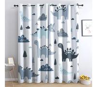 ADEIRO Rideau Occultant Dinosaure, Lot de 2 Rideaux Dessin Animé Animaux Thermique Isolant Anti Chaleur à Œillets Maison Chambre Salon Fenetre Decoration Intérieurs, 140x240 cm (L x H)