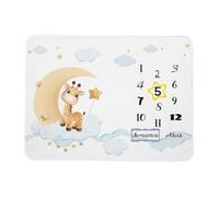 Adeiva Store Couverture étapes de bébé 140 x 100 cm (Texte en français) - idée de Cadeau de Naissance pour Filles et garçons - Couverture Photo