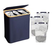 ADEL DREAM Panier à Linge avec Couvercle à 3 Compartiments - Baskets Panier à Linge, Bleu, 160L