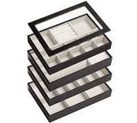 ADEL DREAM Plateau à Bijoux Empilable, Boîte de Rangement à Tiroir - Boîte à Bijoux pour Femme, Noir Abce