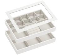 ADEL DREAM Plateau à bijoux empilable, boîte de rangement à tiroirs - Boîte à bijoux pour femmes, be white