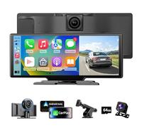 Adelagnes Carplay Écran de voiture Android 10,26" sans fil Android pour voiture, avec caméra embarquée, caméra de recul, Bluetooth, Siri, Bluetooth, FM, AUX, miroir de liaison pour tous les véhicules