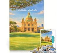 Adelaide, Australia Puzzle 1000 pièces pour Adolescents | 38x26cm Cadeau d'anniversaire jouet éducatif avec poster et fiche de questions assortis.