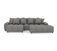 Adelaide - canapé d'angle réversible 4 places avec pouf d'appoint en tissu texturé - Gris Gris G