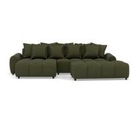 Adelaide - canapé d'angle réversible 4 places avec pouf d'appoint en tissu texturé - Vert Vert G