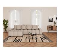 Adelaide - canapé d'angle réversible 4 places en tissu texturé - Beige Beige G