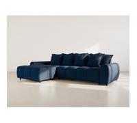 Adelaide - canapé d'angle réversible 4 places en tissu texturé - Bleu Bleu G