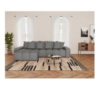 Adelaide - canapé d'angle réversible 4 places en tissu texturé - Gris