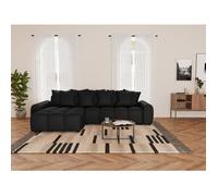 Adelaide - canapé d'angle réversible 4 places en tissu texturé - Noir Noir G