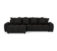 Adelaide - canapé d'angle réversible 4 places en tissu texturé - Noir Noir G