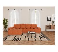 Adelaide - canapé d'angle réversible 4 places en tissu texturé - Terracotta