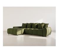 Adelaide - canapé d'angle réversible 4 places en tissu texturé - Vert Vert G