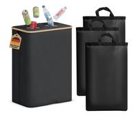 Adeldream 140L 2 compartiments Collecteur de bouteilles consignées, Grand rangement de bouteilles consignées, Conteneur Rangement de bouteilles vides et de verre usagé Noir