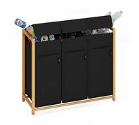 AdelDream 150L 3 compartiments en bambou pour bouteilles vides en verre usé bouteilles de rangement pour déchets de cuisine Noir