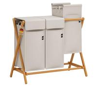 Adeldream 3 compartiments panier à linge bambou pliant panier à linge en forme de X panier à linge 150 L Gris clair