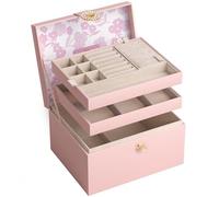 AdelDream Boîte à bijoux Boîte à bijoux avec boutons Cadeau d'anniversaire et de vacances Pour femme fille et amie Rose