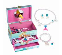 AdelDream Boîte à bijoux musicale 5 ensembles de bijoux Boîte à bijoux pour petite fille et femme Cadeau d'anniversaire trois couches de sirène verte