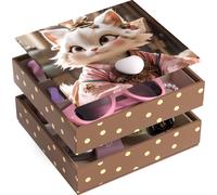 AdelDream Boîte à bijoux Organisateur de bijoux Boîte à bijoux avec 2 niveaux Boîte à bijoux Cadeau pour dames Fille Un chat