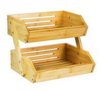 AdelDream Corbeille à fruits en bambou à 2 étages avec présentoir à fruits et présentoir parfait pour les fruits (Panier de fruits à deux segments)