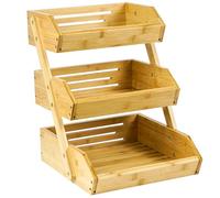 AdelDream Corbeille à Fruits en Bambou à 2 étages avec présentoir à Fruits et présentoir Parfait pour Les Fruits (3 Aufbewahrung)