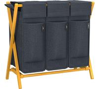 AdelDream Panier à linge 3 compartiments 150 L Bambou Collecteur de linge Système de tri du linge en X