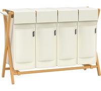 AdelDream Panier à linge 4 compartiments,200L,Collecteur de linge en bambou Système de tri du linge en X Beige
