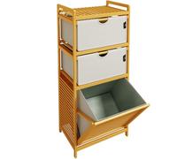 AdelDream Panier à Linge en Bambou 3 Compartiments - Rangement pour Articles Sale - Gris Clair 06-28