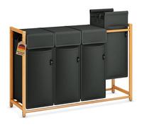 AdelDream Panier à linge en bambou avec poches amovibles Gris foncé