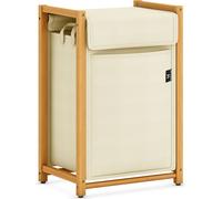 AdelDream Panier à linge en bambou Trieur de linge Chariot à linge avec poches amovibles Collecteur de vêtements 80L Beige