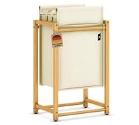 AdelDream Panier à linge tri de vêtements sur roulettes avec poches amovibles en bambou (Beige 12-10)