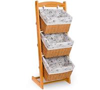 Adeldream Paniers de rangement bois massif paniers en rotin rayonnages de rangement au sol étagères multifonctions style 2