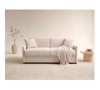 Adele - Canapé 3 places convertible express couchage quotidien 140 cm matelas 14 cm en tissu texturé - Beige