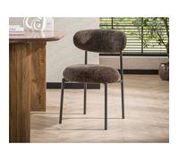 Adelia - lot de 2 chaises - pieds en métal - en tissu texturé - Marron