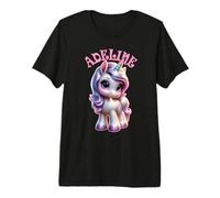 Adeline Adorable Motif Licorne pour Fille Nom Adeline T-Shirt Haut de Gamme