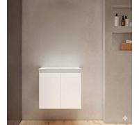 Adema Cadence Ensemble de meuble de salle de bains - 60x55x40cm - peu profond - 2 portes - sans poignées - lavabo - 1 trou de robinet - céramique - blanc mat SW1475752/SW7115