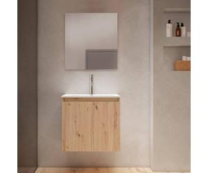 Adema Cadence Ensemble meuble de salle de bains - 60x55x40cm - peu profond - 2 portes - sans poignée - lavabo - 1 trou de robinet - céramique - avec miroir - chêne rustique SW1475753/SW7115/SW724610