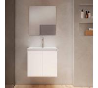 Adema Cadence Ensemble meuble de salle de bains - 60x55x40cm - peu profond - 2 portes - sans poignées - lavabo - 1 trou de robinet - céramique - avec miroir - blanc mat SW1475752/SW7115/SW724610