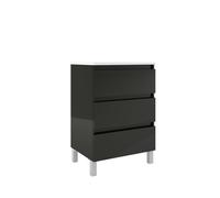 Adema Chaci Meuble sous vasque - 60x86x46cm - 3 tiroirs - poignée intégrée - MFC - Noir mat BOX_60_Black matt