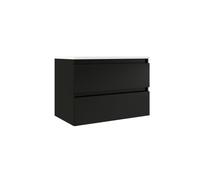 Adema Chacito Meuble sous-lavabo - 100x39.5x55cm - peu profond - 2 tiroirs - sans poignée - noir mat SW1441330