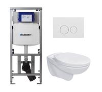 Adema classico ensemble de toilette composé d'un réservoir de chasse et d'une cuvette encastrés, d'un abattant de base et d'une plaque de commande, blanc SW1152613/SW706186/0701131