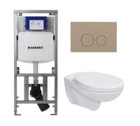 Adema Classico Pack WC suspendu - bâti-support - abattant basic - plaque de commande taupe - boutons ronds - blanc SW1152613/SW1102378/0701131