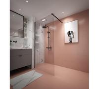 Adema Dawn Paroi de douche à l’italienne - 100x200 cm - profil mural - barre de stabilisation - verre clair - noir mat SW1128992/SW1381722/SW1381726